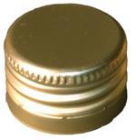 Aluminiumskuekapsel med gevind, pp28 - 18 mm høje, guldfarvet